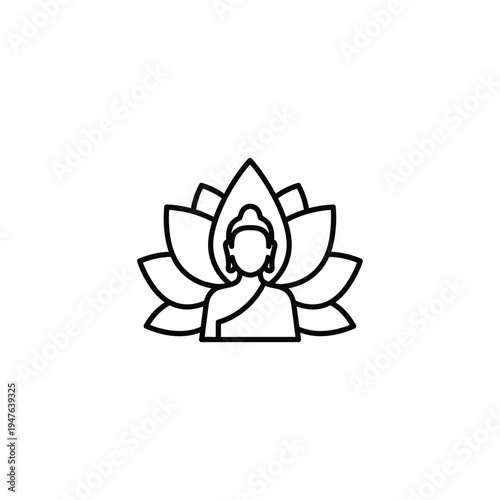 Minimalist Buddha Silhouette with Lotus vector illustration