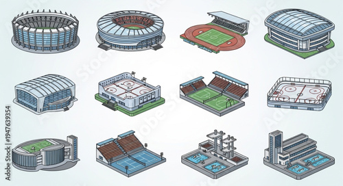 Isometric Stadiums - A Collection of Architectural Designs for Sports and Events.