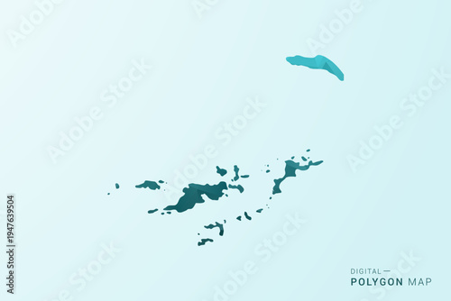 British Virgin Islands Map - Polygon style vector illustration in teal blue-green low poly geometric design, modern minimal silhouette.