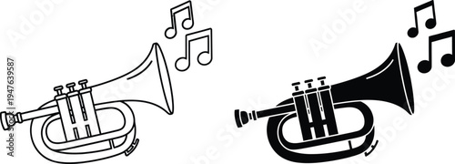 Trumpet music notes illustration Vector