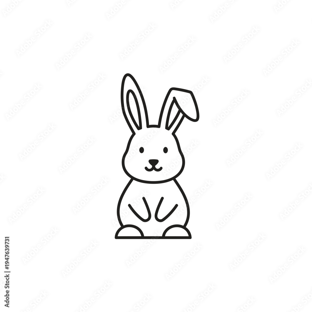 Obraz premium Cute Cartoon Rabbit Line Art on White Background vector illustration