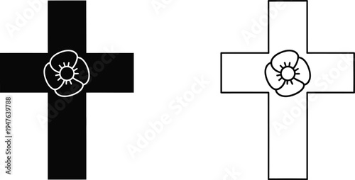 Cross symbol with flower design Vector