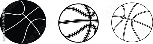 Basketball & Sports Ball Icons Set - Athletic Equipment Vector Graphics