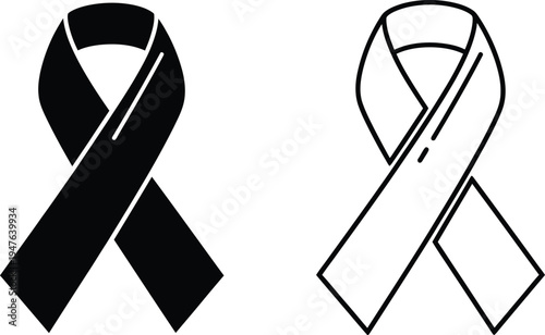 Awareness ribbons black and white Vector