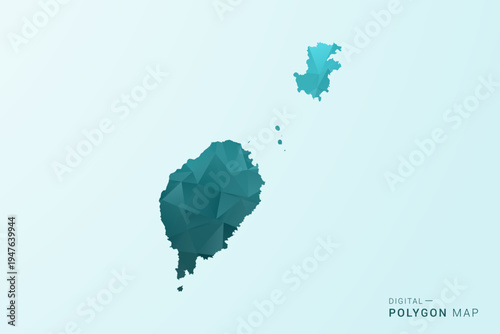 Sao Tome and Principe Map - Polygon style vector illustration in teal blue-green low poly geometric design, modern minimal silhouette.