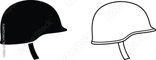 Black and white helmets side by side Vector