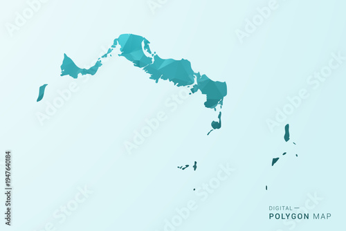 Turks and Caicos Islands Map - Polygon style vector illustration in teal blue-green low poly geometric design, modern minimal silhouette.