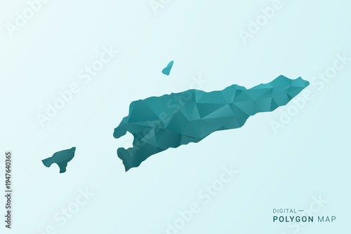 Timor Leste Map - Polygon style vector illustration in teal blue-green low poly geometric design, modern minimal silhouette.