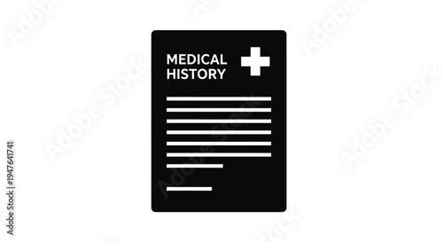 A black document icon displays the words medical history and a plus sign