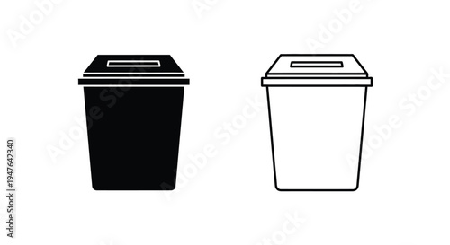 Two takeout containers one black one white side by side illustration
