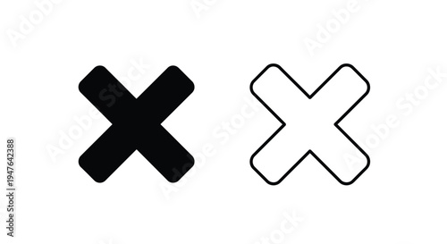 Two contrasting x symbols filled black and outlined white
