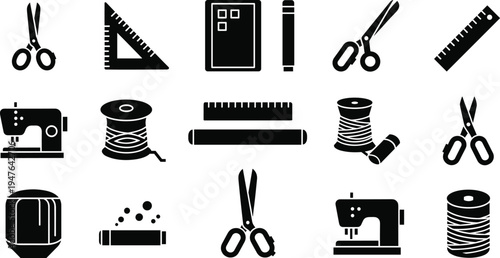 Sewing and Crafting Tools Illustrations for DIY Projects, Design Workstation, and Creative Supplies