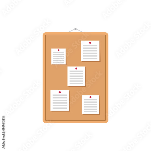 Notice board flat vector illustration isolated on white backdrop