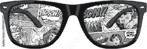sunglasses shades halftone risograph fashion eyewear summer grunge retro offset print screentone pop style