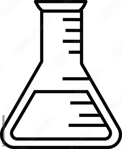 Black line of conical flask beaker laboratory equipment science chemistry