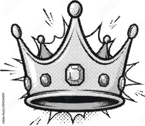 royal crown halftone risograph king queen leader grunge retro offset print screentone pop style