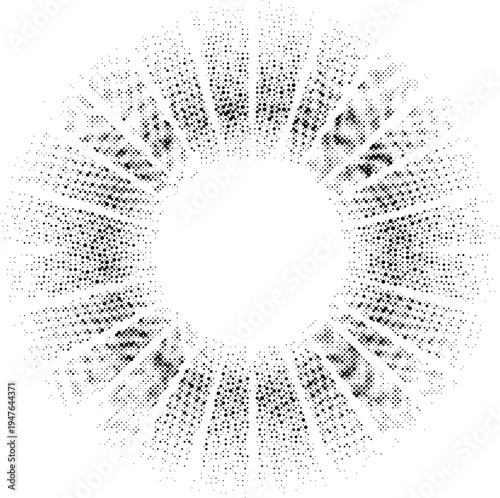 radial sunburst halftone risograph radiant dots rays explosion grunge retro offset print screentone texture