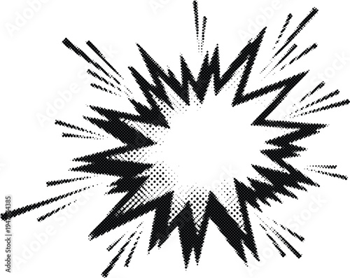 star explosion halftone risograph radiant burst shine grunge retro offset print screentone texture monochrome