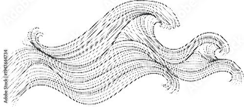 abstract waves halftone risograph flow motion ripple grunge retro offset print screentone texture monochrome