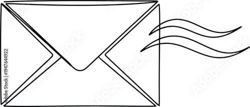 A simple line drawing of an envelope with smoke coming out