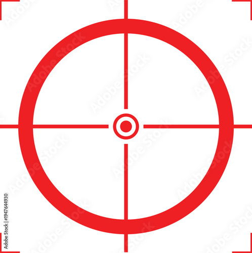 Red target symbol with crosshairs on white background circle bullseye