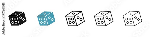 Dice line icon set. Gambling cube vector icon for UI designs. Thin line customizable illustration. Contour symbol. Vector isolated outline drawing. Editable stroke
