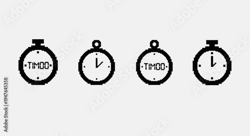 Pixel Art Stopwatch Icons: Timer, Time, Countdown, Chronometer
