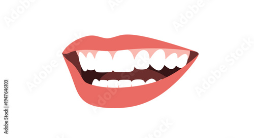 A brightly colored illustration of an open mouth with a wide smile