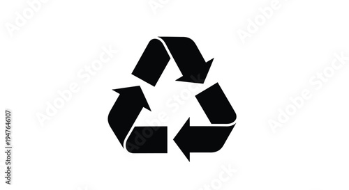 Black recycle symbol with three chasing arrows on a white background