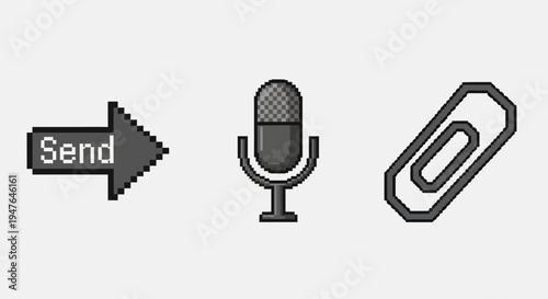 Send, Microphone, Paperclip Icons: Digital Communication and Office Tools