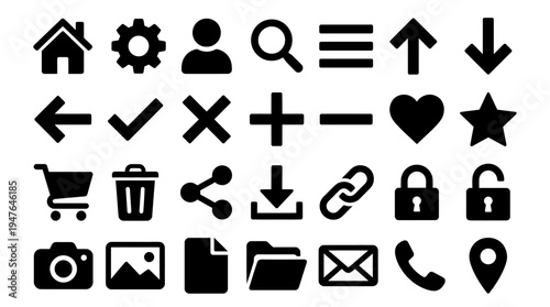 Set of Flat Icons for Web and Mobile Apps, UI Design Elements, Vector Icons