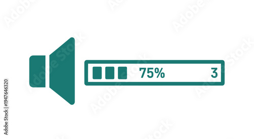 Sound volume indicator with 75% level and speaker icon