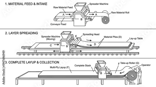 Industrial Layer Spreading and Layup Process Diagram