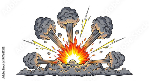 Nuclear Explosion with Mushroom Clouds.