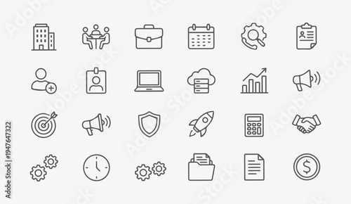 Corporate line editable icon set. Linear icon collection. Editable stroke. Vector