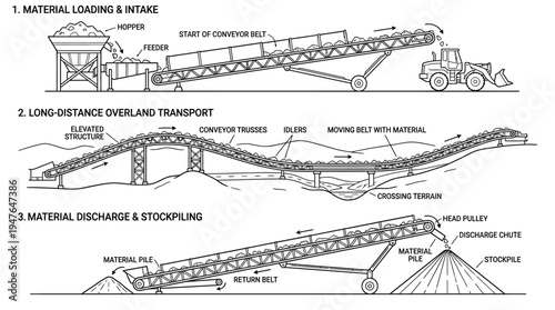 Industrial Conveyor Belt Systems Material Handling Process