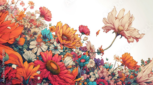 水彩で描いた花のフレーム