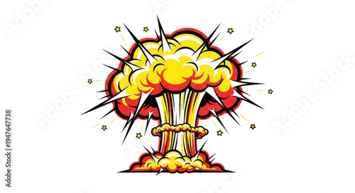 Nuclear Bomb Explosion Illustration.