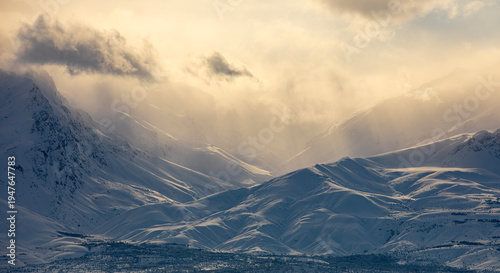 winter landscape with snowy mountain