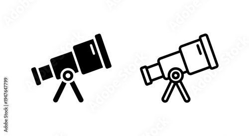 Telescope icon for astronomy, science education, and space exploration