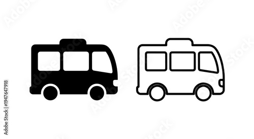 Minibus or van side view travel icon