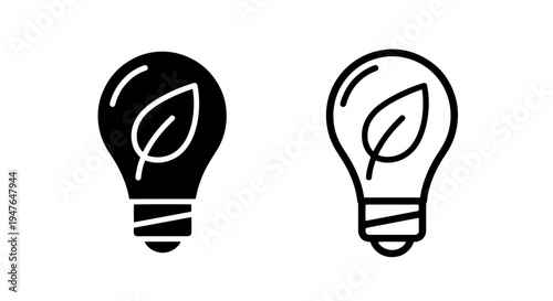 Eco lightbulb with leaf green energy icon