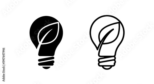 Sustainable eco-friendly lightbulb with leaf icon