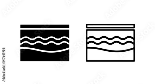 Jar container with liquid waves icon