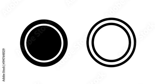 Double circle ring button icon with concentric geometric shape