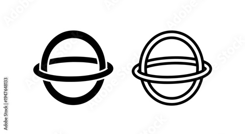Interlocking rings sphere abstract icon with orbital design elements