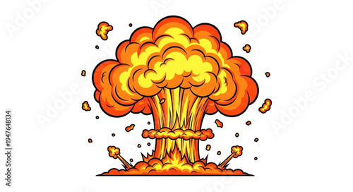 Nuclear explosion blast fire.