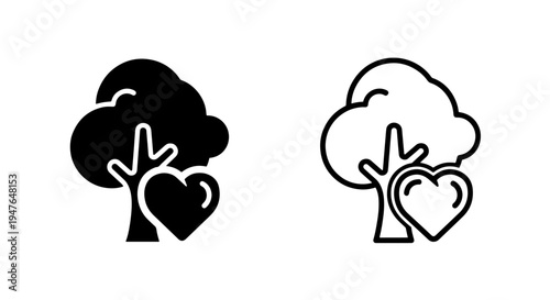Nature love environmental protection icon with tree and heart symbol