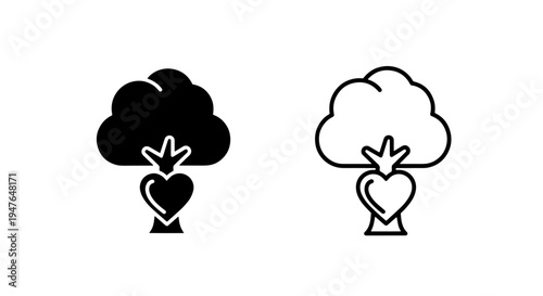 Nature love environmental protection icon with tree and heart symbol