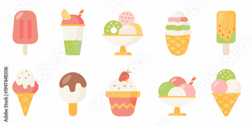 A colorful collection of various frozen desserts and sweet treats